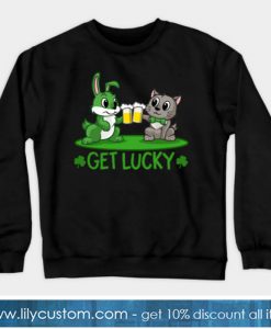 Get Lucky - Rabbit And Cat Drinking Bee Sweatshirt-SL