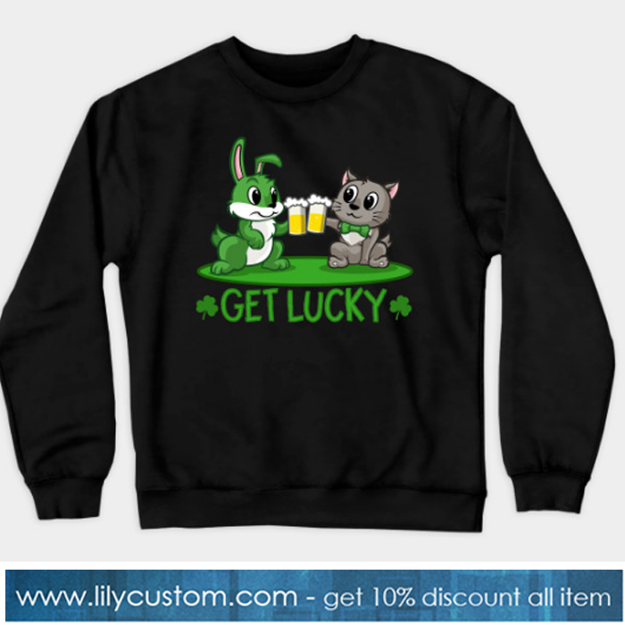 Get Lucky - Rabbit And Cat Drinking Bee Sweatshirt-SL