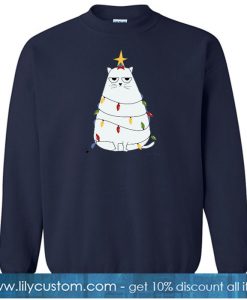 Grumpy Christmas Cat Lightweight Sweatshirt SN