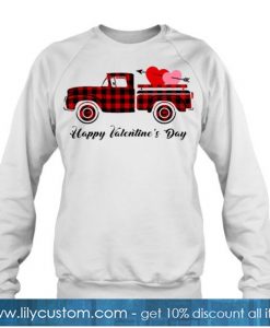 Happy Valentine’s Day Plaid Red Car With Heart sweatshirt -SL