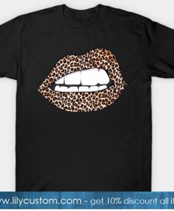 Sexy Leopard Print Lips Kiss Me Love Po T-shirt-SL