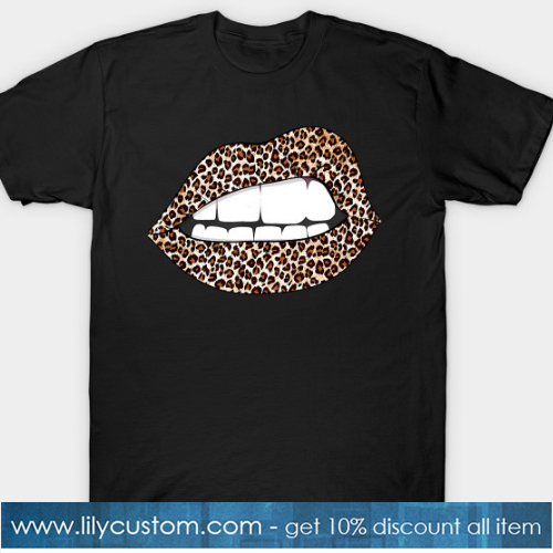 Sexy Leopard Print Lips Kiss Me Love Po T-shirt-SL