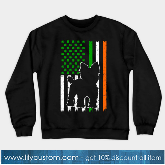Yorkie USA Flag Irish St Patricks Day Yorkie Dog Sweatshirt-SL