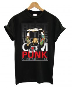 CM PUNK STRAIGHT EDGE WRESTLING Black T shirt