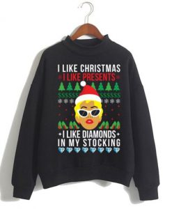 Cardi B I Like Christmas, I Like Presents, I Like Diamonds In My Stocking Christmas Sweatshirt