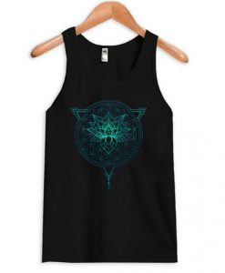 Lotus Flower of Life Mandala in Geometric Triangle Tank-top