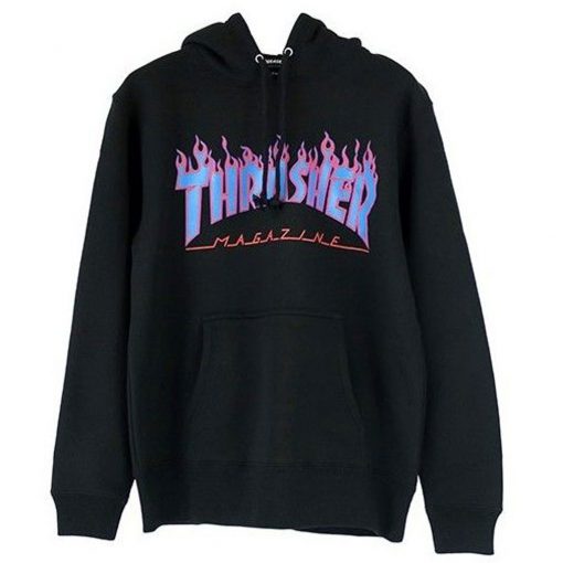 Thrasher Purple blue Flame Hoodie