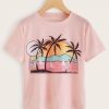 Tropical & Landscape Print Tee T-Shirt