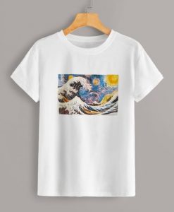 Tsunami Print Round T-Shirt