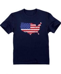 USA Map American Flag T-Shirt