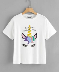 Unicorn & Slogan Print T Shirt