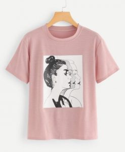 Women Figure Print Tee T-shirt