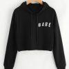 Letter Print Crop Hoodie