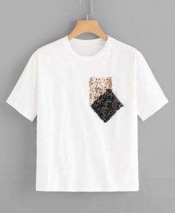 Sequin Pocket Print Tee T-shirt