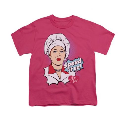 speed it up comic hot pink youth tee t-shirt