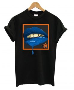 Blue Lips Black T shirt