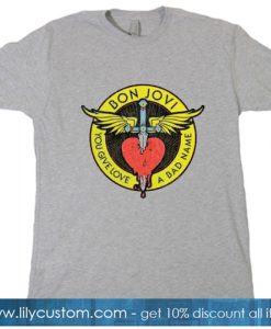 Bon Jovi Throught The Heart Grey T-SHIRT