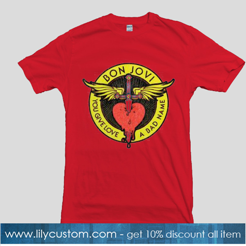 Bon Jovi Throught The Heart Red T-SHIRT