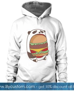 Happy CAT Hungry Panda Eating Hamburger Patty HOODIE