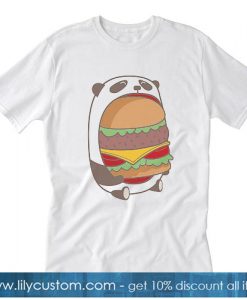 Happy CAT Hungry Panda Eating Hamburger Patty T-SHIRT