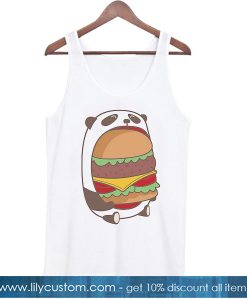 Happy CAT Hungry Panda Eating Hamburger Patty TANK TOP