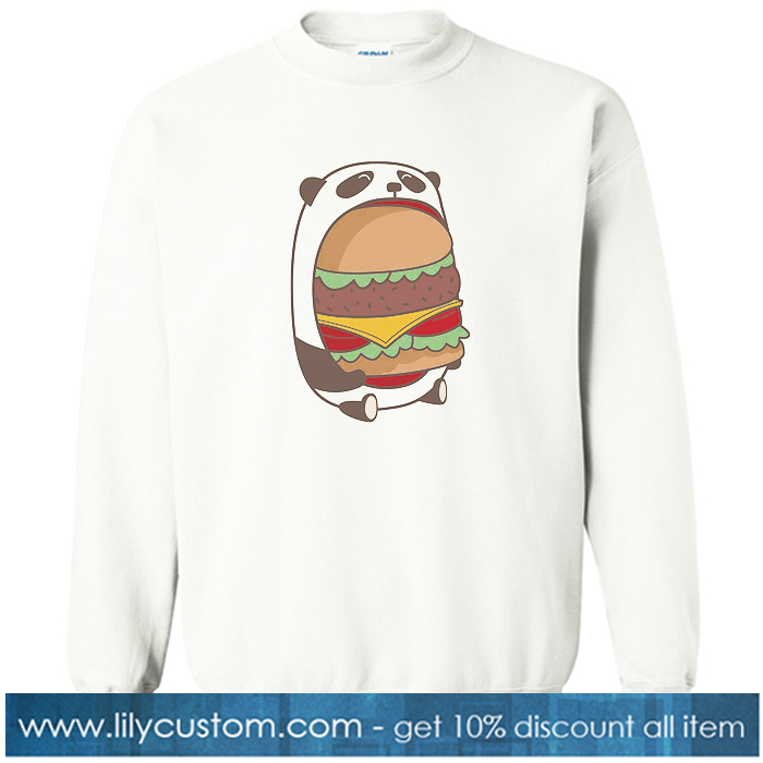 Happy CAT Hungry Panda Eating Hamburger Patty sweatshirt