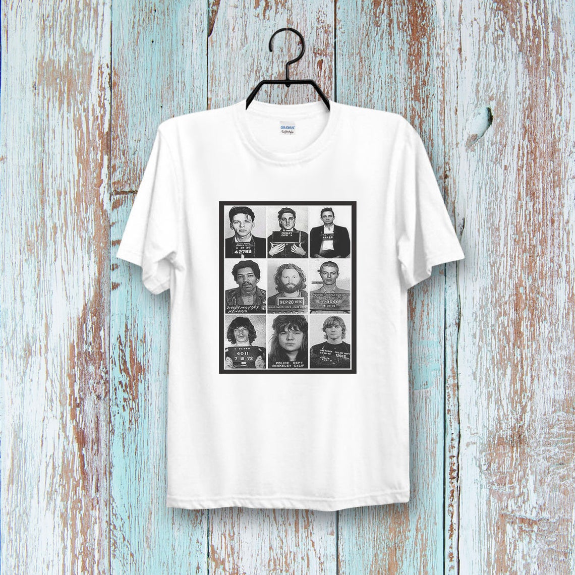 Celebrities Mugshot Rock Stars Retro t shirt NA