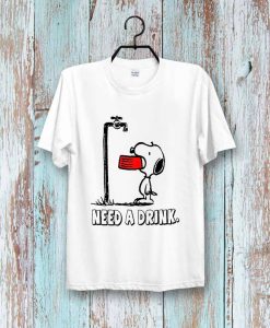 Snoopy Dog Funny Art need a drink woodstock Super CooL t shirt NA
