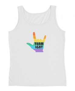 team LGBT rainbow love hand sign tank top NA