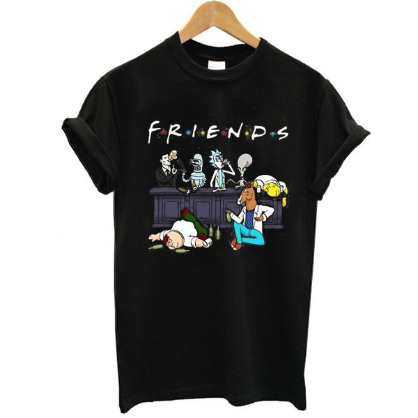 Drunk Friends Homer Simpson Bender Rick And Morty Peter Griffin Sterling Archer t shirt NA
