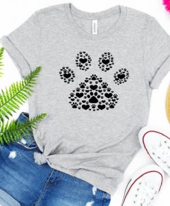 Paw Print Heart T Shirt NA