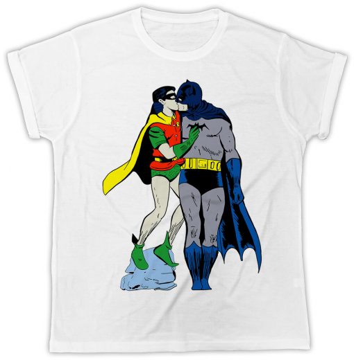 Funny Batman VS Superman Kissing T-Shirt NA