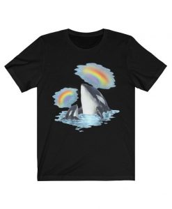Mother Baby Calf Orca Killer Whale Rainbow T-Shirt NA