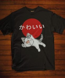Vintage Japanese Cat Kawaii Anime T-Shirt NA