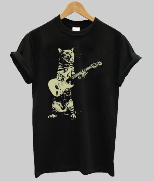 Cat playing guitar shirt NA