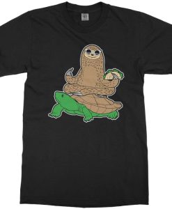 Sloth Riding Turtle Kids tshirt NA