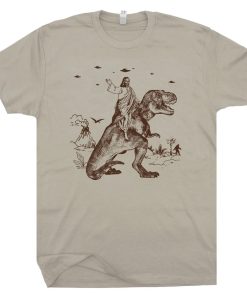 Jesus Riding Dinosaur T Shirt NA