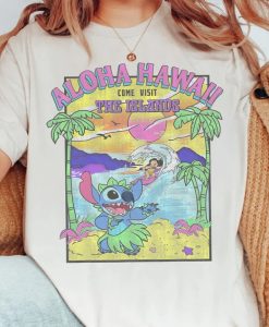 Disney Lilo & Stitch Aloha Hawaii Come Visit The Islands Retro Shirt NA