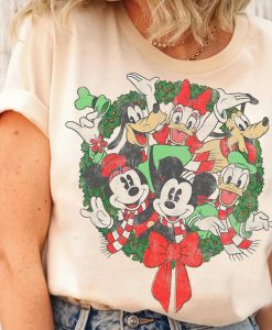 Group Shot Christmas Wreath Mickey And Friends Christmas Wreath Shirt NA