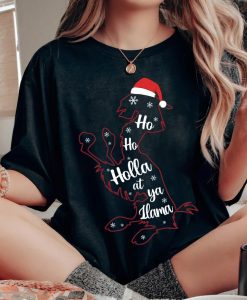 Ho Ho Holla At Ya Llama Santa Hat Christmas Shirt NA