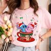 Stitch and Angel Christmas Coffee Cup Balloon Shirt NA