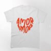 a white shirt with red textAmor amor T-Shirt thd